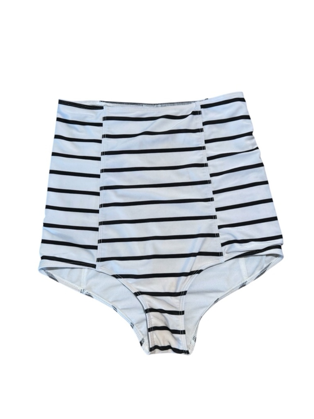 Kortni Jeane Extra High Waisted Black White Striped Bikini Swim Bottoms Small